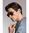 Слънчеви unisex очила в оранжево-кафява хавана с верижка-3 снимка