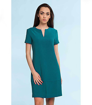 Рокля в цвят зелен петрол LEONORA снимка