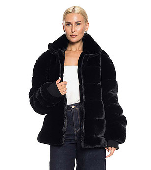 Дамско пухено яке в черен цвят Jolie снимка