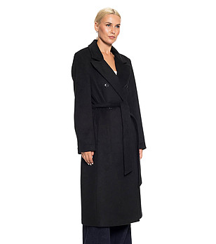 Дълго черно дамско палто Daria снимка