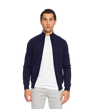 Тъмносиня мъжка жилетка с цип Greg снимка