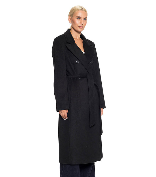 Дълго черно дамско палто Daria снимка