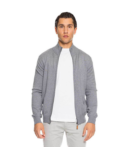 Светлосива мъжка жилетка с цип Greg снимка