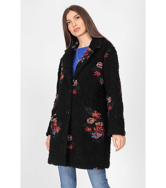 Черно вълнено дамско палто снимка