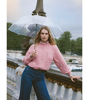 Розов дамски пуловер с ефектна плетка Alila снимка