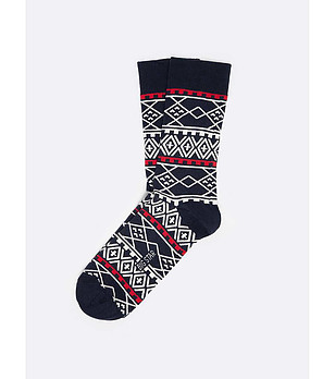 Тъмносини мъжки чорапи с фигурални мотиви Santos снимка