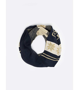 Дамски шал в тъмносиньо и златисто Merrylia снимка