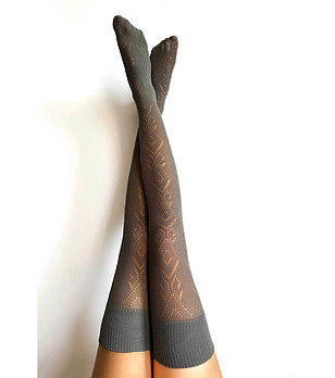 Сиви фигурални чорапи Angelica снимка