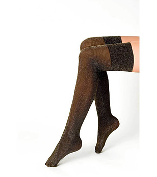 Дълги дамски чорапи в кафяво и златисто Giselle снимка