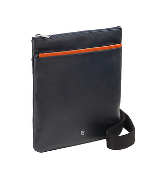 Мъжка тъмносиня кожена чанта Panay снимка