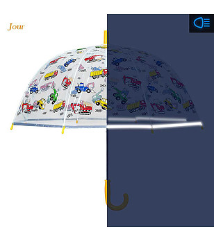 Прозрачен детски чадър с принт и светлоотразителна лента снимка