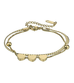 Дамска позлатена гривна със сърца Stephanie снимка