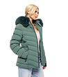 Зелено дамско яке с качулка с пух Inna-3 снимка