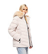 Бежово дамско яке с качулка с пух Inna-3 снимка