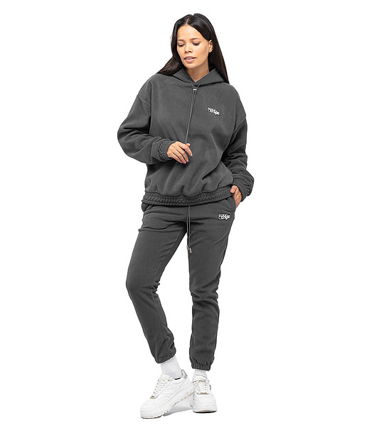 Дамски oversize памучен спортен комплект в цвят антрацит снимка