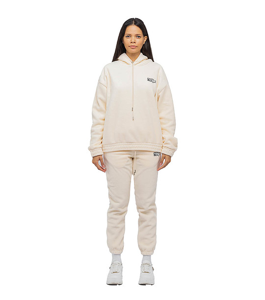 Дамски oversize  памучен спортен комплект в екрю снимка