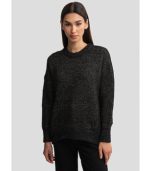 Черен дамски пуловер с лъскави нишки Mayamessa снимка