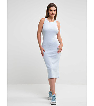 Памучна светлосиня миди рокля Maxinassara снимка