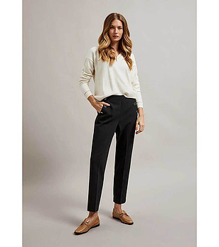 Черен дамски панталон с ръб Sia снимка