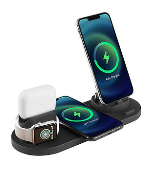 Зарядна станция 4 в 1 за Watch, iPhone и слушалки снимка