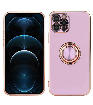 Розов кейс за телефон с ринг iPhone 12PRO снимка
