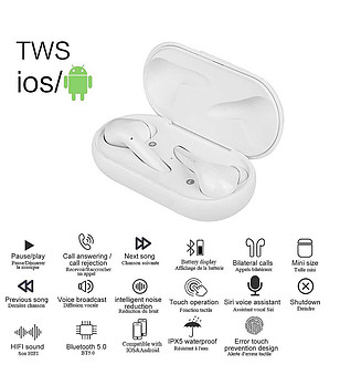 Bluetooth слушалки в бяло снимка