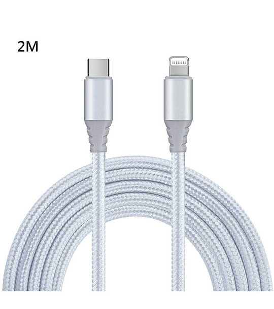 Кабел USB C към Lightning в сребристо 2 м снимка