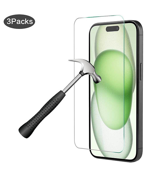 Комплект от 3 защитни протектора за iPhone 15 Plus снимка
