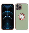 Зелен кейс за телефон с ринг iPhone 12PRO-0 снимка