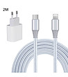 Комплект от адаптер и кабел USB-C към Lightning в бяло и сребристо-0 снимка