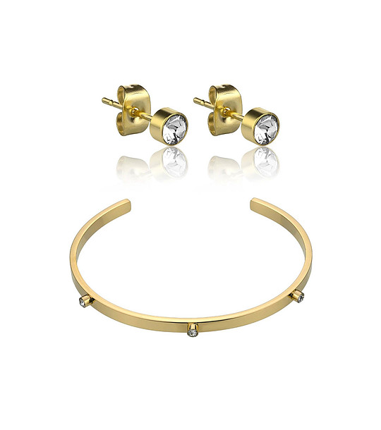 Комплект от гривна и обеци в златисто снимка