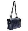 Тъмносиня дамска чанта от естествена кожа Rinea-2 снимка
