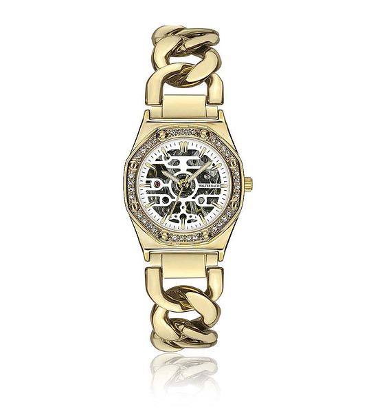 Златист дамски часовник скелетон с ефектна верижка снимка