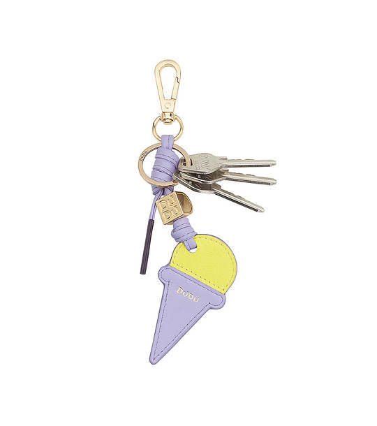 Ключодържател в лилаво и лайм от естествена кожа Ice Cream снимка