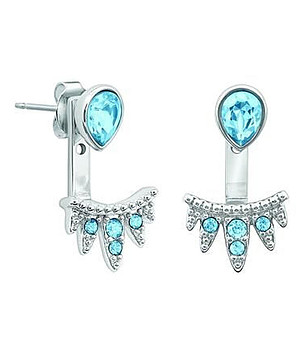 Дамски обеци в сребристо със сини кристали Swarovski снимка
