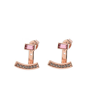 Дамски обеци в розовозлатисто с кристали Swarovski снимка