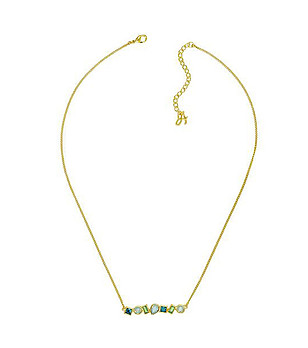 Дамско колие в златисто със зелени кристали Swarovski снимка