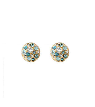 Дамски златисти обеци със сини кристали Swarovski снимка