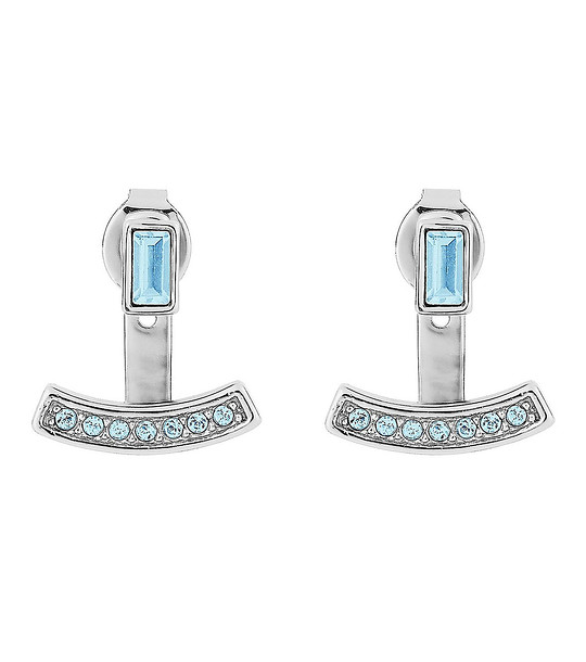 Дамски обеци в сребристо със сини кристали Swarovski снимка