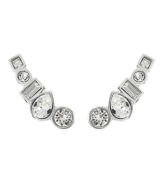 Дамски сребристи обеци с бели кристали Swarovski снимка