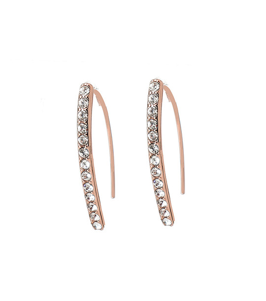 Дамски обеци в розовозлатисто с кристали Swarovski снимка