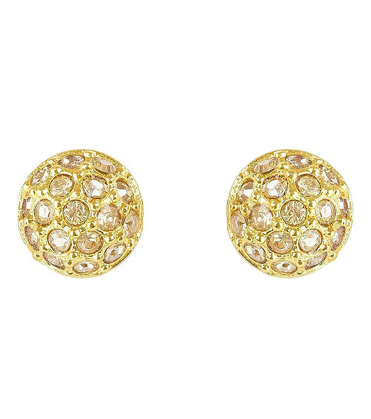 Дамски златисти обеци с кристали Swarovski снимка