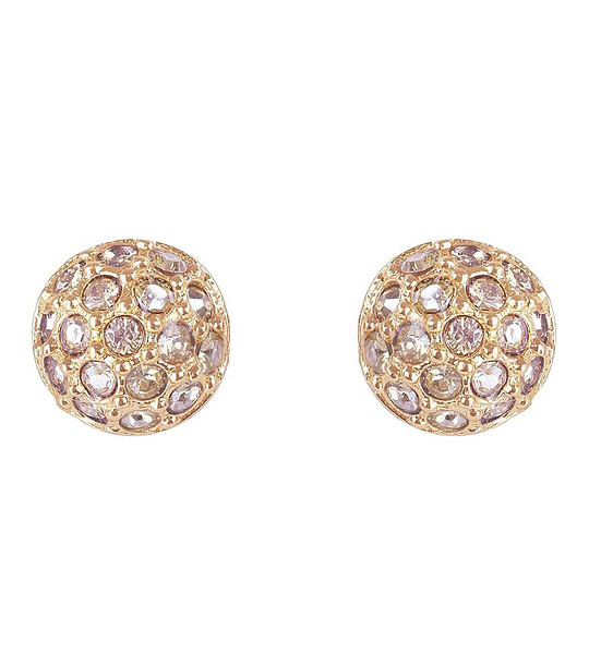 Дамски розовозлатисти обеци с розови кристали Swarovski снимка