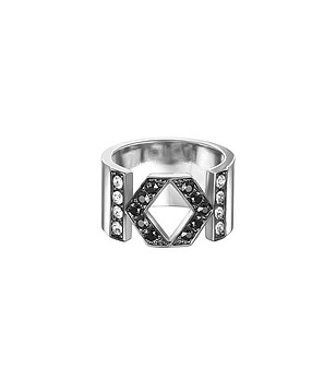 Сребрист пръстен с кристали Swarovski снимка
