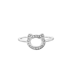 Дамски сребрист пръстен коте с кристали Swarovski снимка