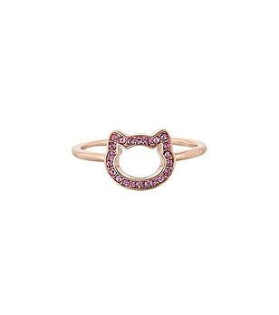 Дамски пръстен в розовозлатисто с кристали Swarovski снимка