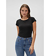 Памучна дамска тениска в черно-0 снимка