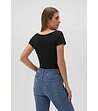 Памучна дамска тениска в черно-1 снимка