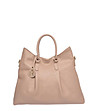 Дамска чанта от естествена кожа в цвят пудра-0 снимка