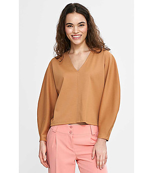 Дамска oversize блуза в цвят карамел Lana снимка